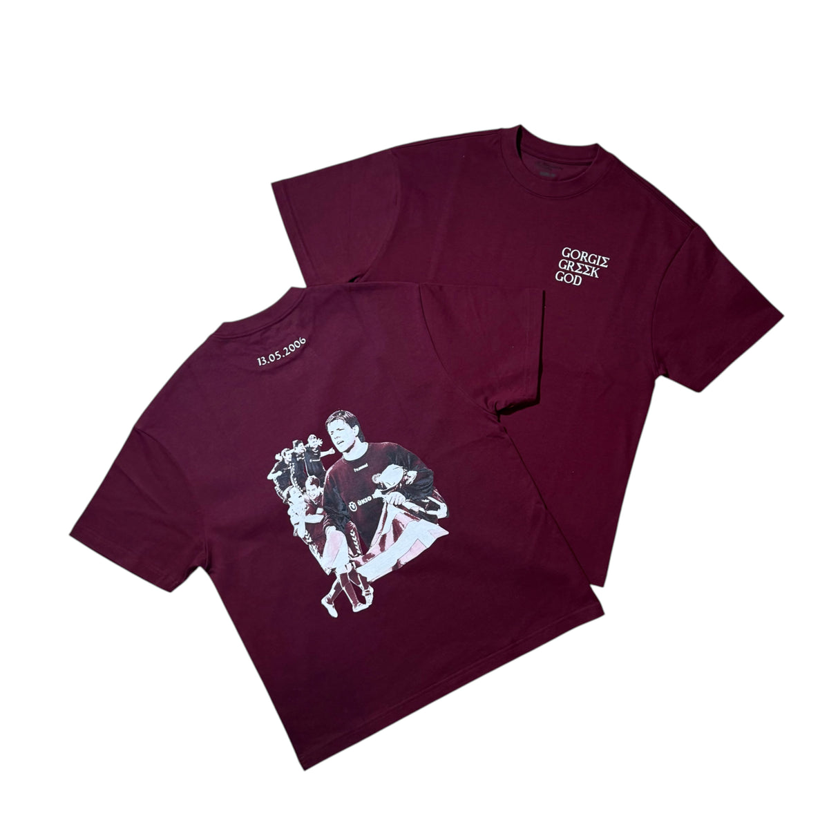 Fyssas x Gorgie Greek God 'Maroon' T-Shirt (S/M/L/XL)