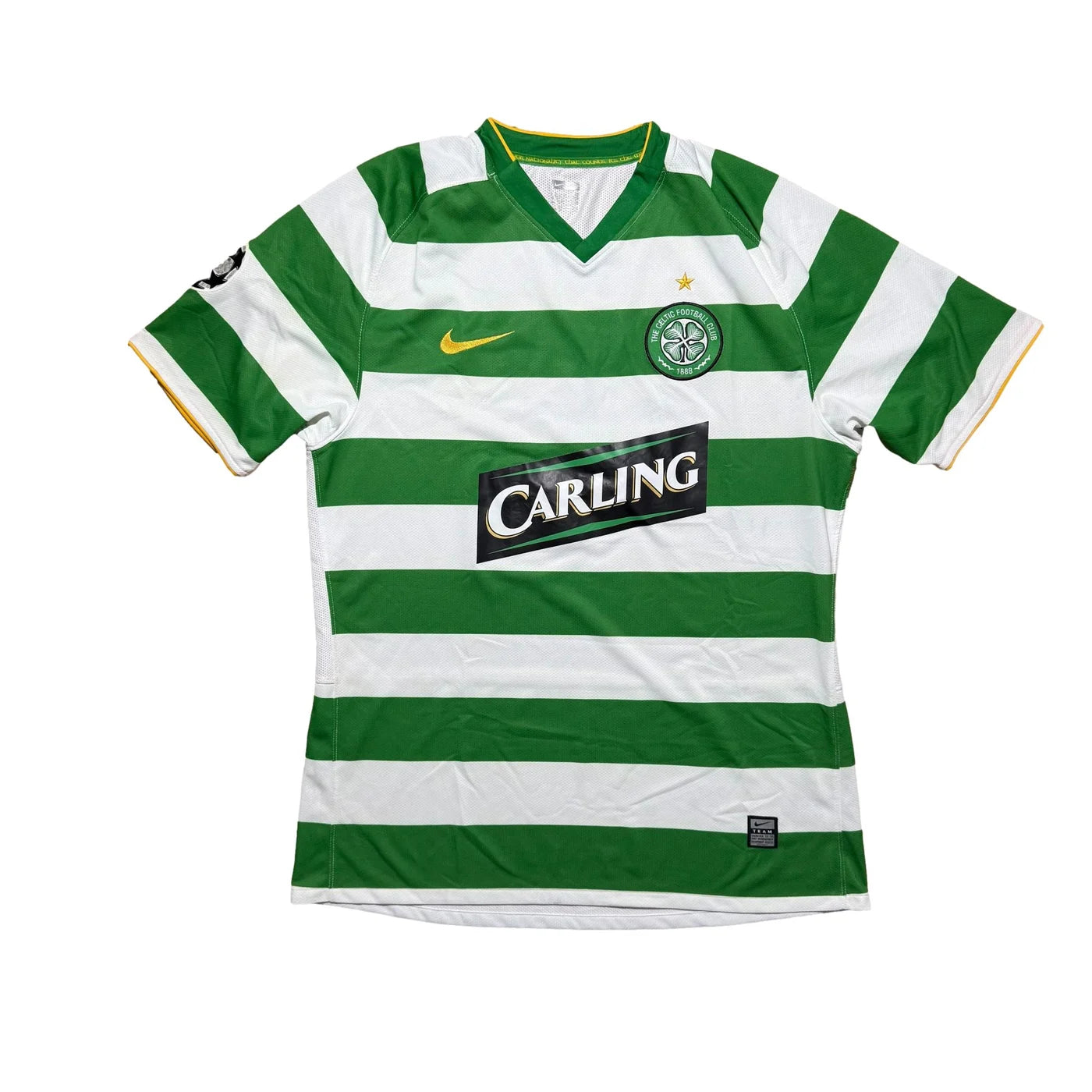 Celtic Home Shirt 2008 - 2009 (L) Caldwell 5 - Matchworn + Signed